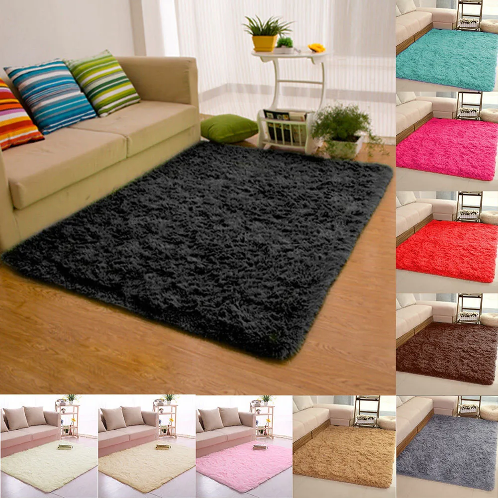 

40*60cm Fluffy Rugs Anti-Skid Shaggy Area Rug Dining Room Carpet Floor Mat Home Carpet Doormat Non-slip Mat Home Decor Rugs