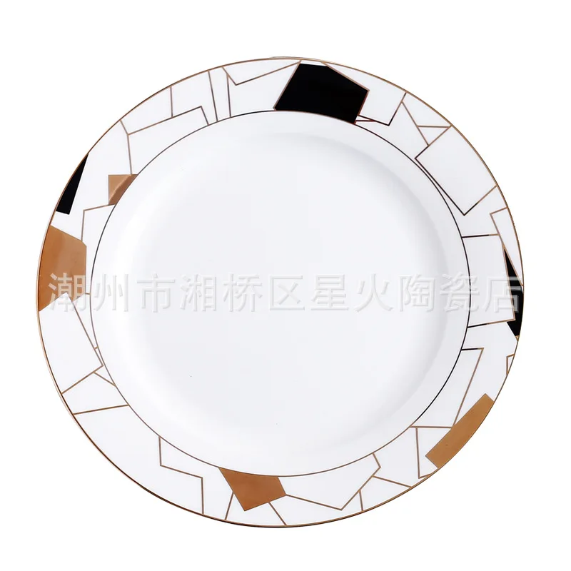 

10 Inch Nordic Style Round Creative Plate Large Dessert Plate Cake Snack Shallow Dish Cooking Steak Modern Assiette Tray EH50PL