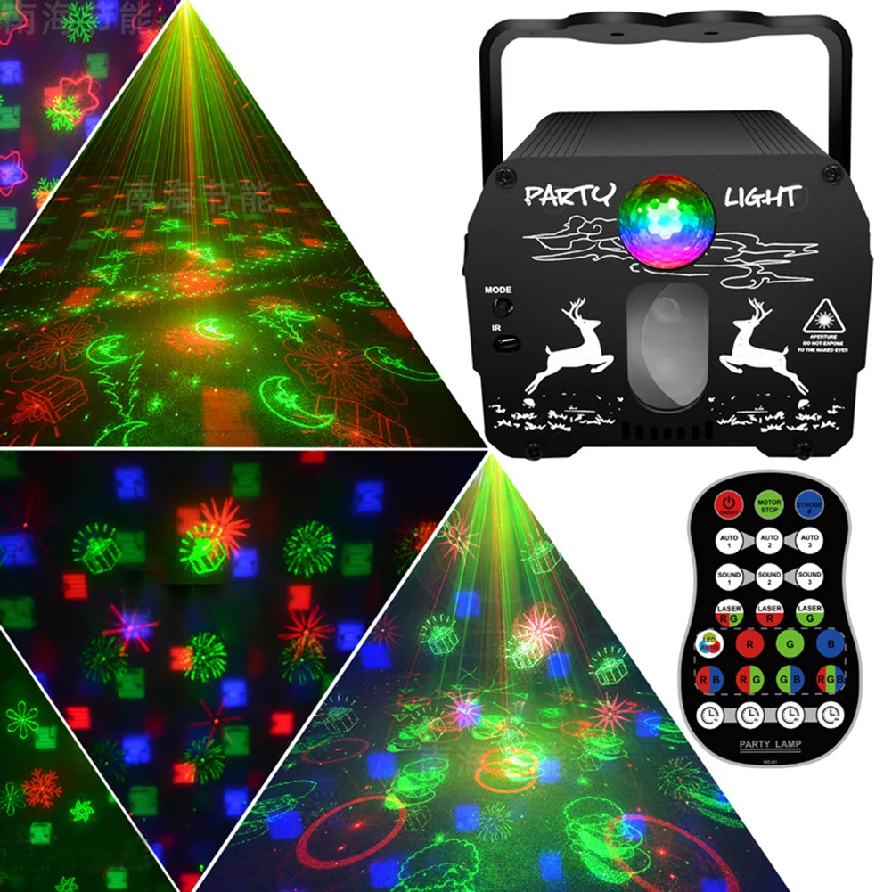

RGB Stage Light Effect Voice Control Party Laser Projection Light Pattern Laser Projector Bar DJ Music Lamp Party Effect Lamps