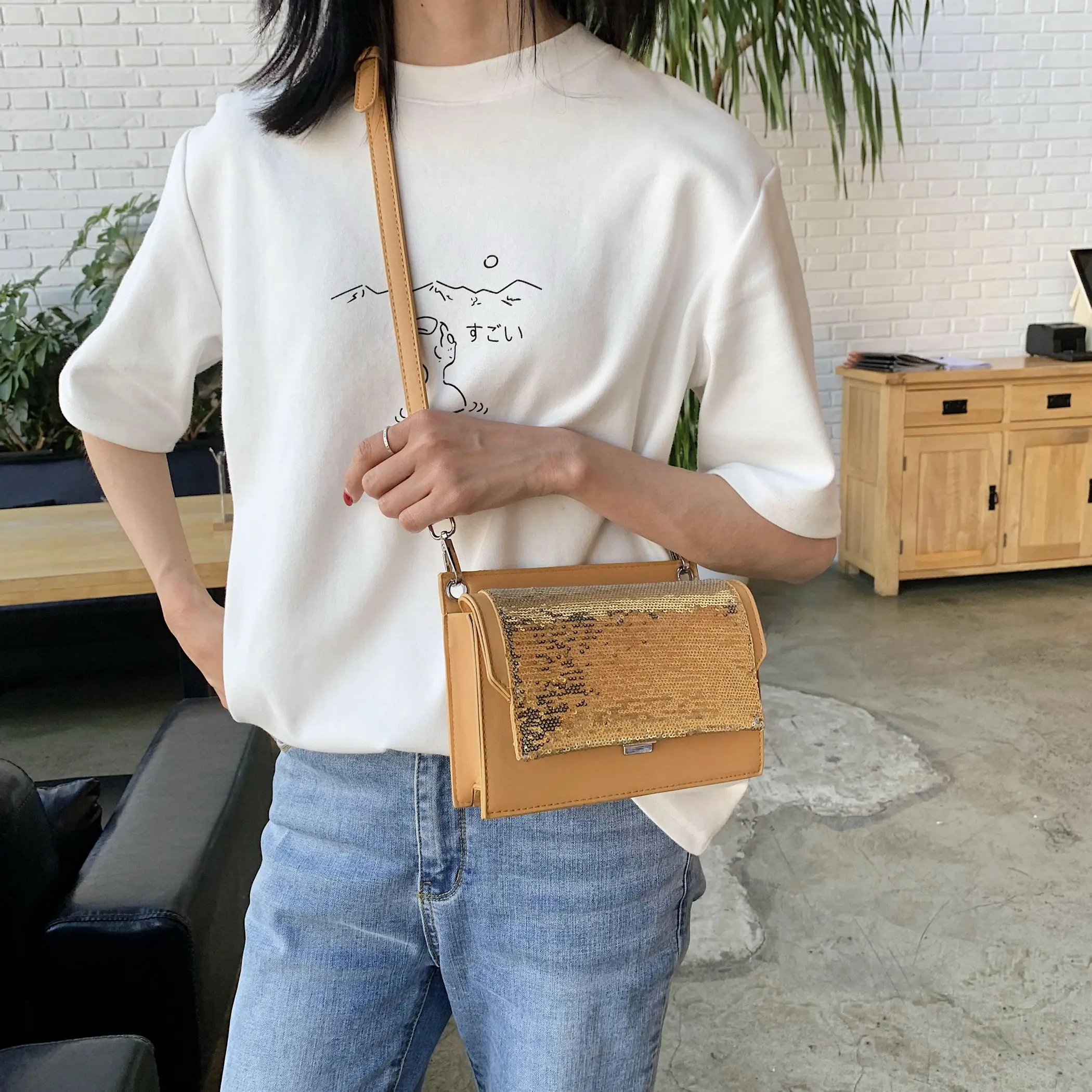 Сумка-мессенджер с блестками женская модная Блестящая Сумочка на плечо из