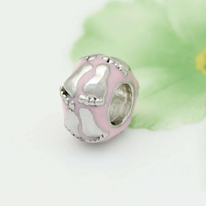 Бесплатная доставка розовые шармы Lucky новые детские в форме следа ноги шарики