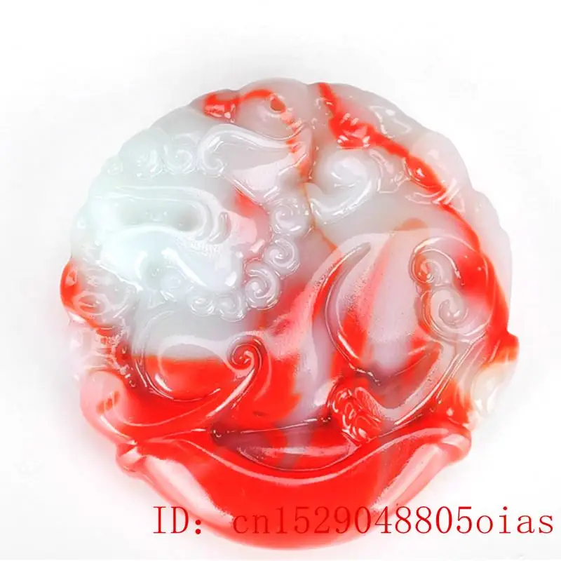 Природный цвет Hetian Нефритовый камень подвеска дракон китайский красный белый