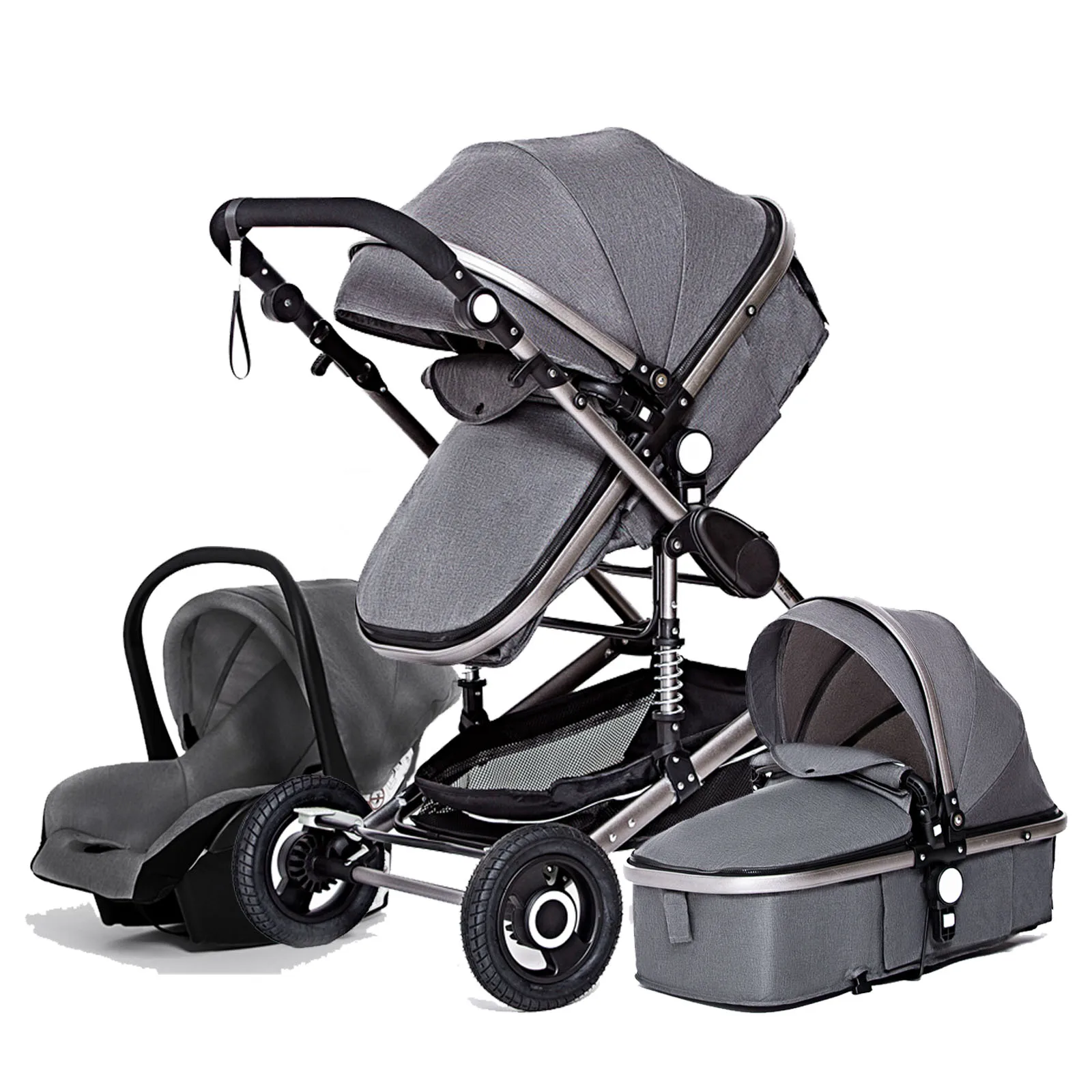 Luxurious Baby Stroller 3 in 1 Portable Travel Baby Carriage Folding Prams Aluminum Frame High Landscape Car for Newborn Baby images - 6