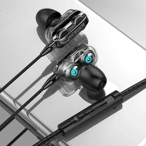 

3.5mm In-Ear Wired Headphone Quad Drivers High Bass Earphones Hi-Fi Stereo Earbuds With Mic For Xiaomi Samsung Huawei iPhone