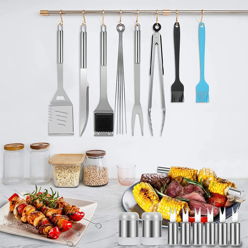 

1 Set 35pcs Barbecue Accessories Barbecue Tools Barbecue Supplies (Silver)