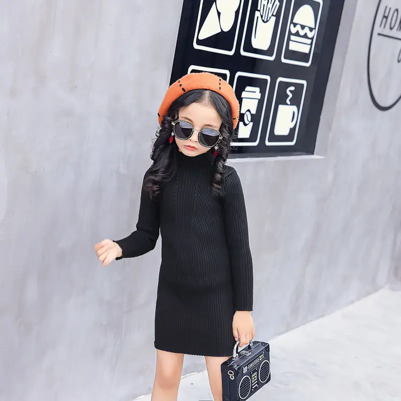 

Для маленькой девочки 2021 сезон весна-осень; Новинка; В Корейском стиле; Свободные толстые свитера с длинными рукавами; Детская Одежда модное вязаное длинное платье; Платья без рукавов для C04