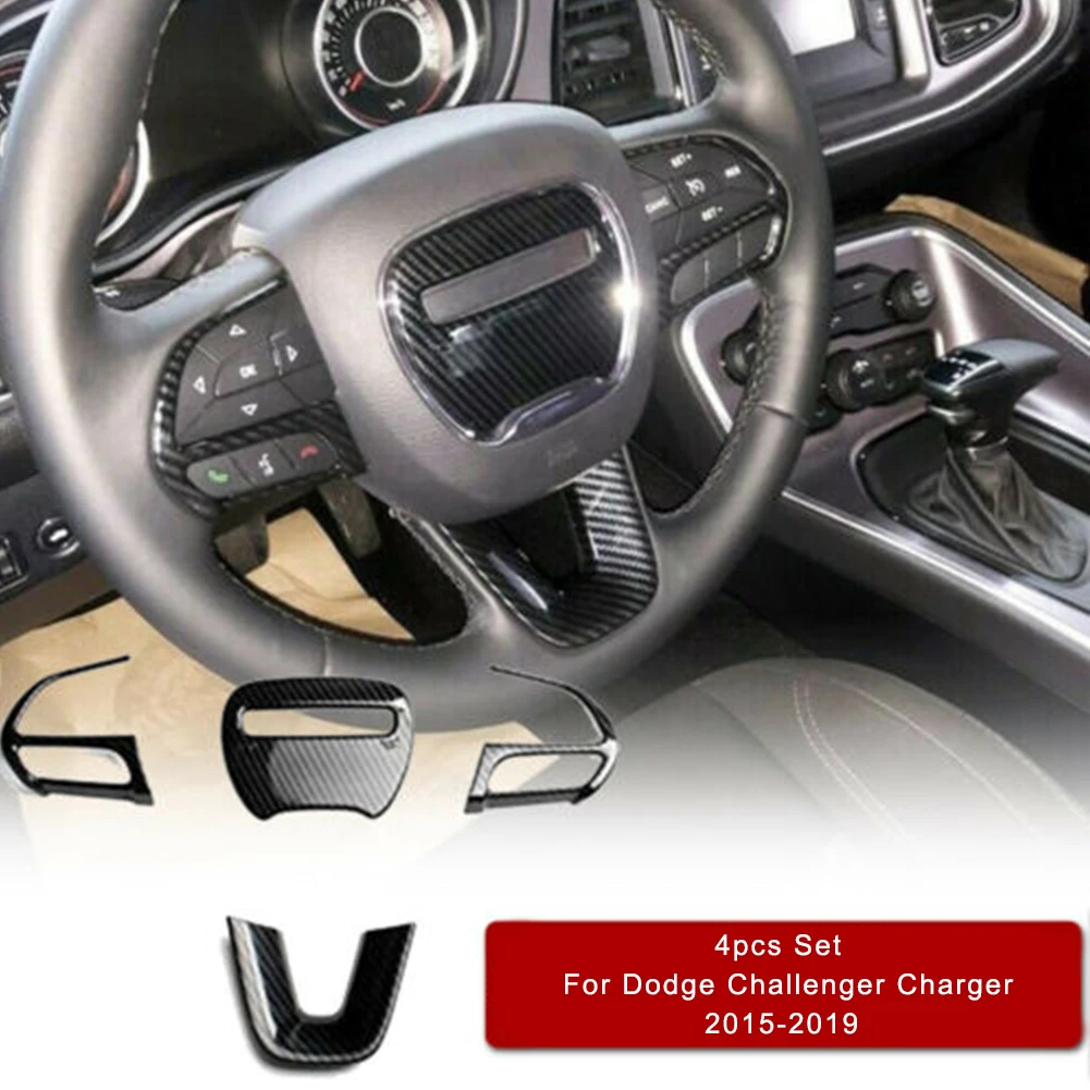 

2020+ Car Styling Decor Accessories Fast delivery Hot Shipping DIY 4pcs Steering Wheel Carbon Fiber Cover Trims For Car Charger