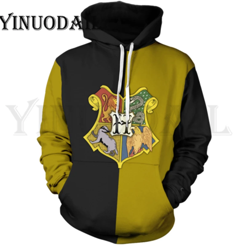 G Wizardry Hufflepuff толстовка с 3D принтом и карманом Хогвартс Гриффиндор унисекс Толстовка костюм толстовки Мужская одежда - Цвет: G
