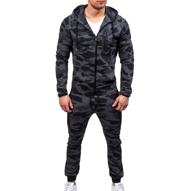 Модный новый хорошее Для мужчин камуфляжные костюмы из двух частей комплекты