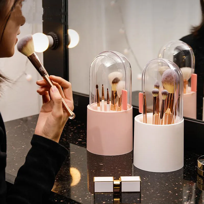 

New Makeup Brush Storage Box Cosmetic Organizer Makeup Brush Barrel Holder Eyebrow Pencil Plastic Box Waterproof Contains Pearls