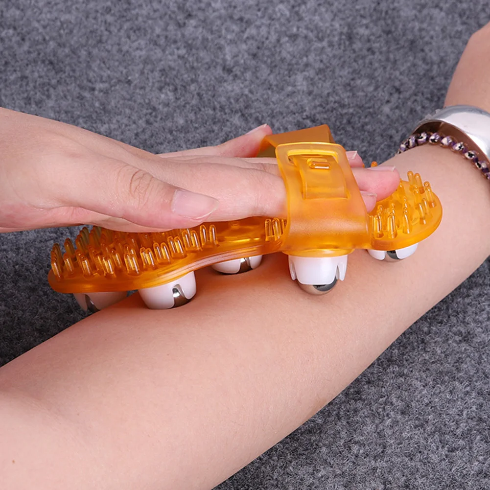 

Rolling Ball Massager Palm Shaped Massage Roller Ball Metal Body Hand Muscle Pain Relief Beauty Massager Glove with Seven Beads