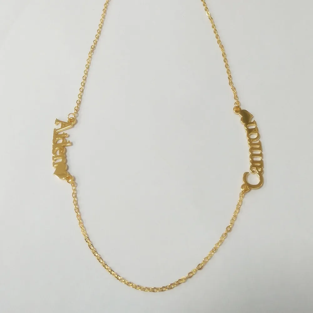 Sweey опт персонализированное мини ожерелье с двойными именами на заказ изящное