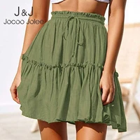 jocoo jolee women vintage short skirts casual boho pleated a line skirt ruffle mini skirt with sashes summer holiday beach skirt