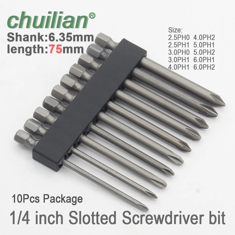 1 шт. 75 мм длинный шестигранный хвостовик Магнитный Phillips отвертка бит головка