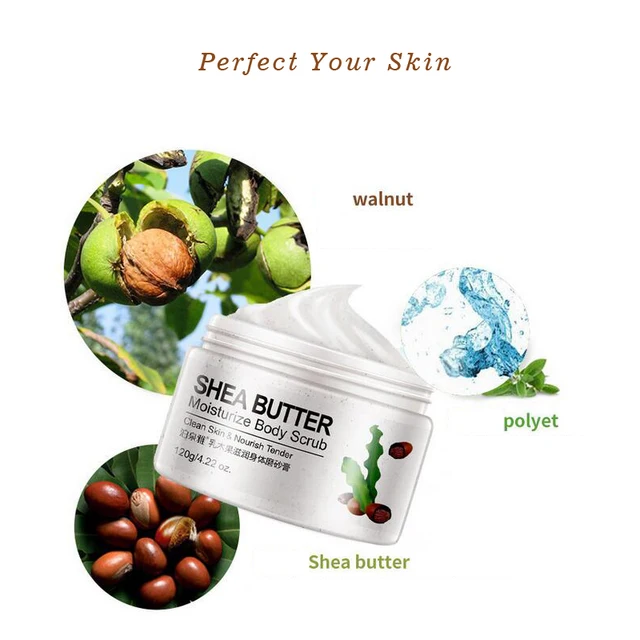 Exfoliating Gel Body Scrub Cream Shea Butter Fruit Cucumber Almond Skin Whitening Go Cutin Dead Skin Moisturizing Body Care 120G 4