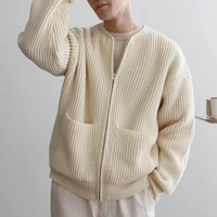 spring autumn korean knitted cardigan men long sleeve zip up sweater casual mens oversized sweater xxxl 4xl loose male knitwear