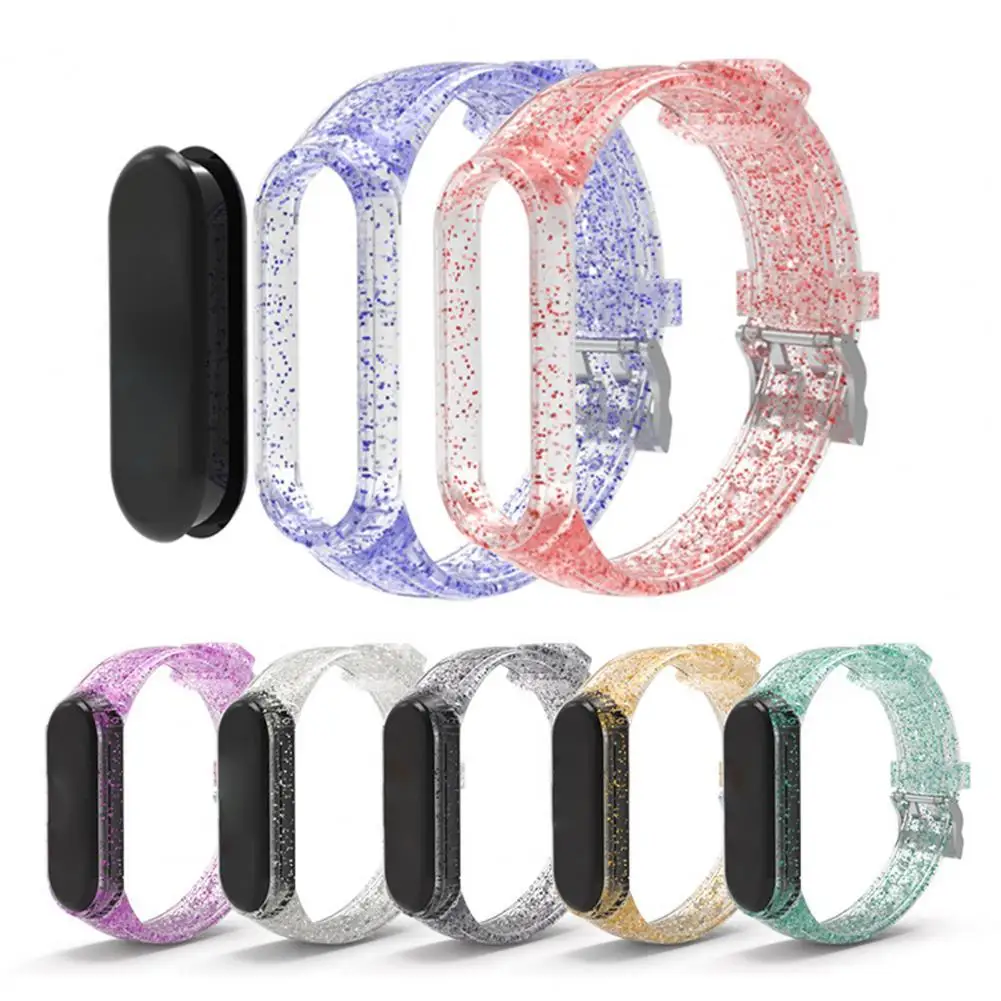 Ремешок для часов Блестящий с двойной пряжкой сменный умный Браслет силиконовый