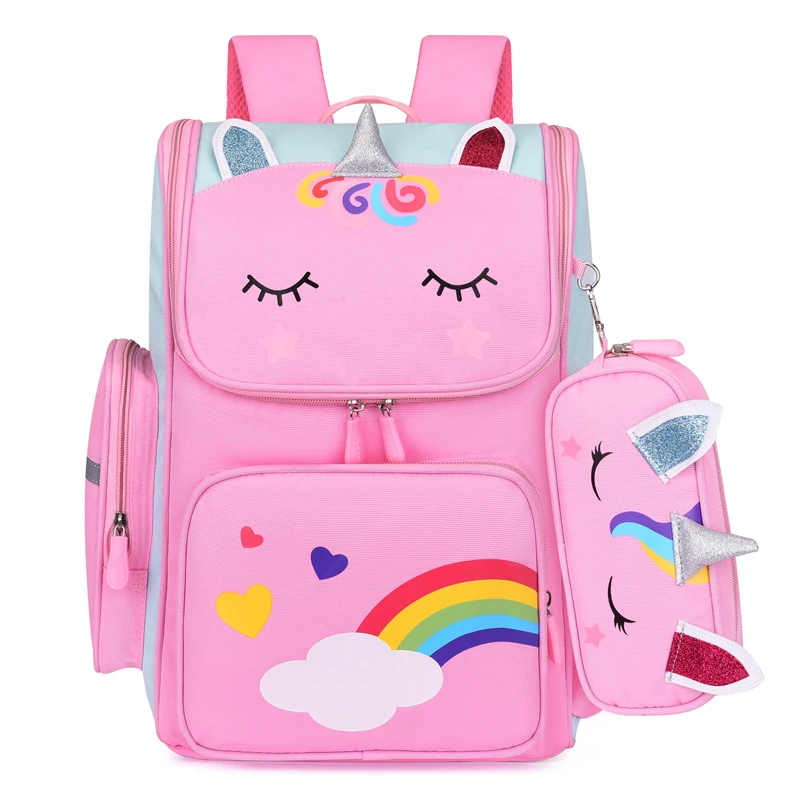

3D Unicorn Primary School Bags for Girls Cute Waterproof Kids Bag School Student Cartoon Unicorn Girl 6-12 Children Backpack