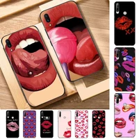 sexy lips phone case for huawei y 6 9 7 5 8s prime 2019 2018 enjoy 7 plus
