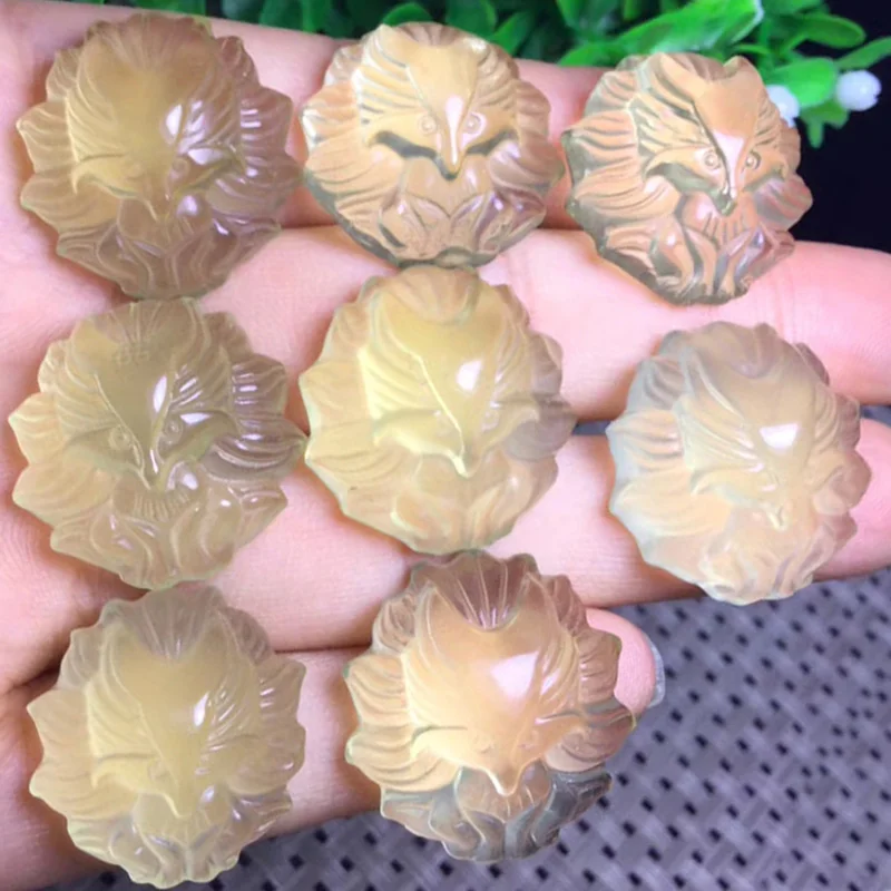 

Natural Quartz citrine fox Topaz Crystal cute fox Healing for gift 1pcs