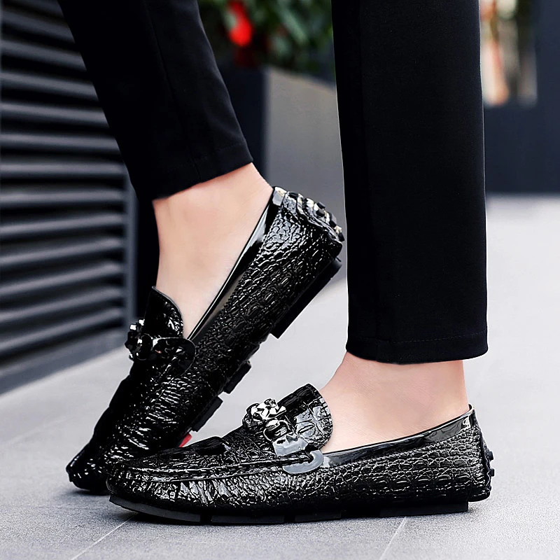 2019 г. Осенние мужские лоферы Кожаные Мокасины обувь из крокодиловой кожи мужская