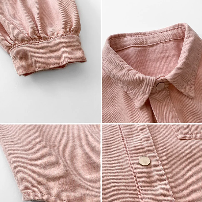 

TIGENA Denim Blouses Women Safari Style Loose White Pocket Button Up Shirt Lady Long Sleeve Tops Feminine Blouse Female Chemises