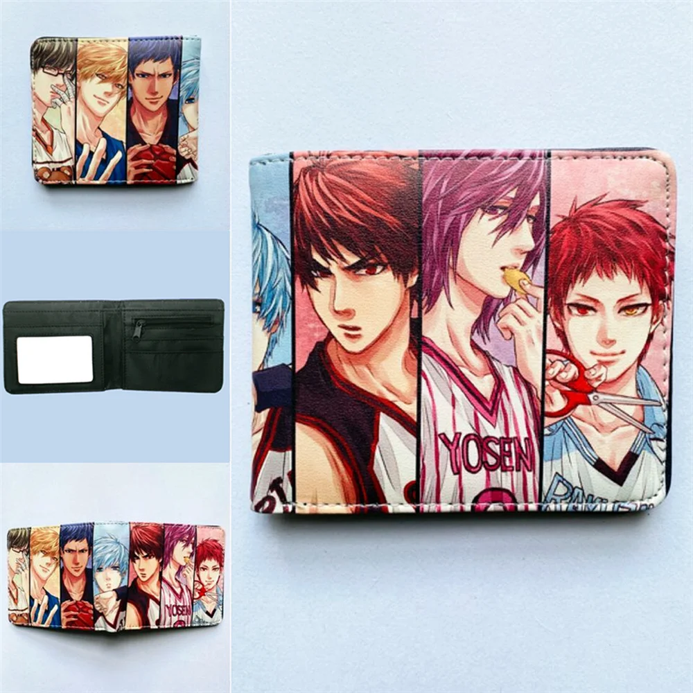 PU Wallet Anime Slam Dunk Short Teenager Coin Pocket Casual Bifold Photo Card Holders Layers Women Cartoon Purses