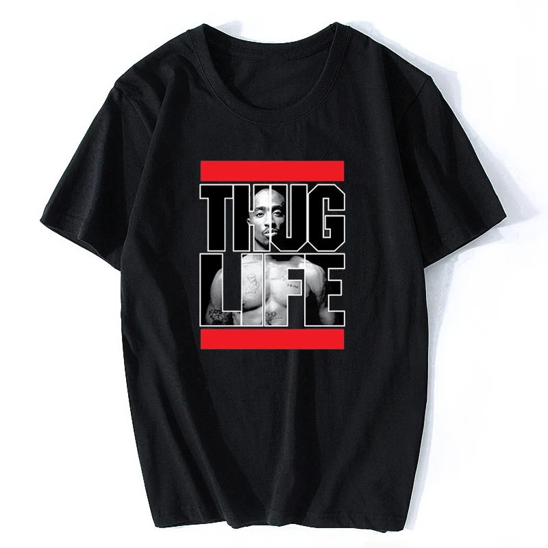 Модная мужская летняя футболка Tupac 2pac Thug Life Rap хип хоп Artist Shakur с круглым вырезом