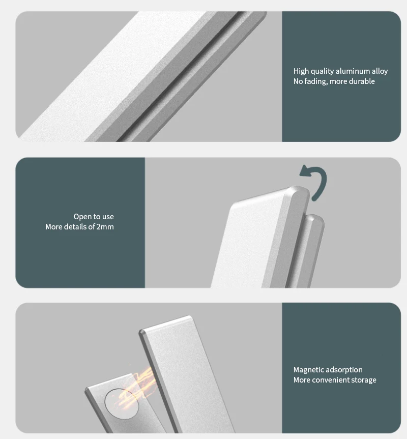 

L Shaped Cell Phone Stand Foldable Aluminium Alloy Mini Invisible Folding Aluminum Mobile Phone Holder For Iphone Ipad Universal