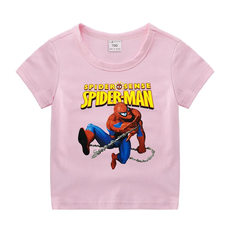 

Marvel's Spider-Man 100% cotton Kids Summer Clothes Boys Spider-Man Print Cotton Sweat-absorbent Round Neck Short Sleeve T-shirt
