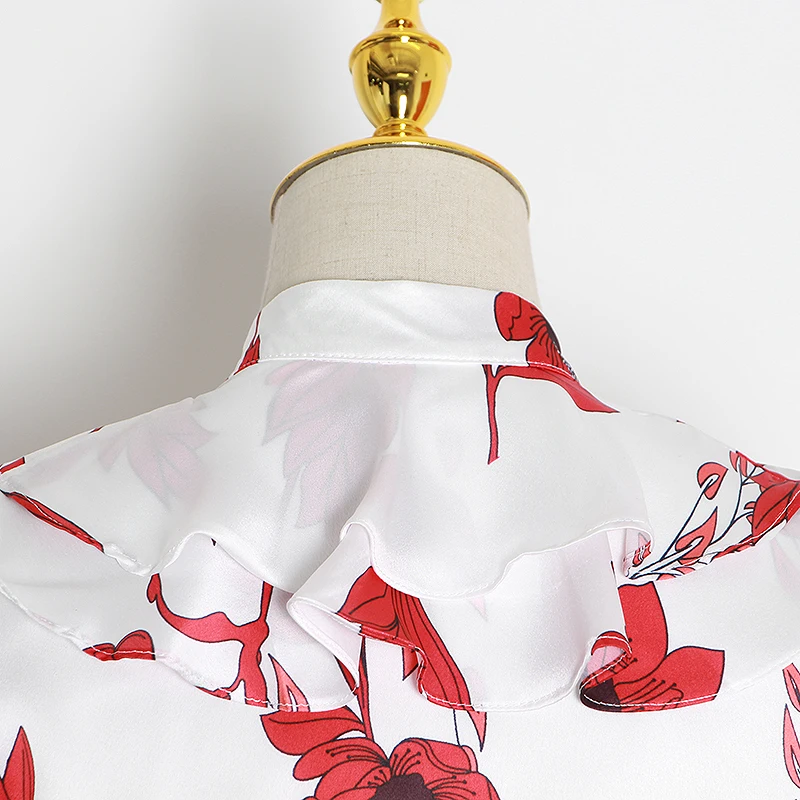 Женское лоскутное платье CHICEVER красное асимметричное в пол с рукавами фонариками