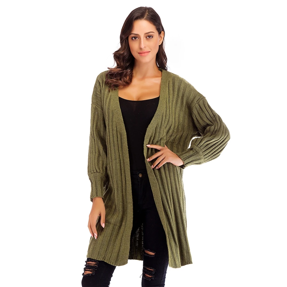 

Женский длинный вязаный свитер с длинным рукавом, осенне-зимний Кардиган-макси, повседневные женские кардиганы