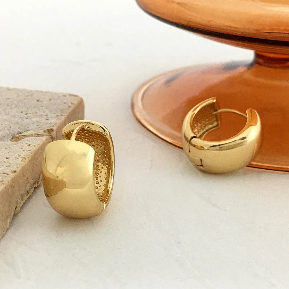 Серьги-кольца Monlansher с геометрической формой, толстые серьги-кольца, медные серьги Huggie золотого и серебряного цвета для женщин, минималистич...