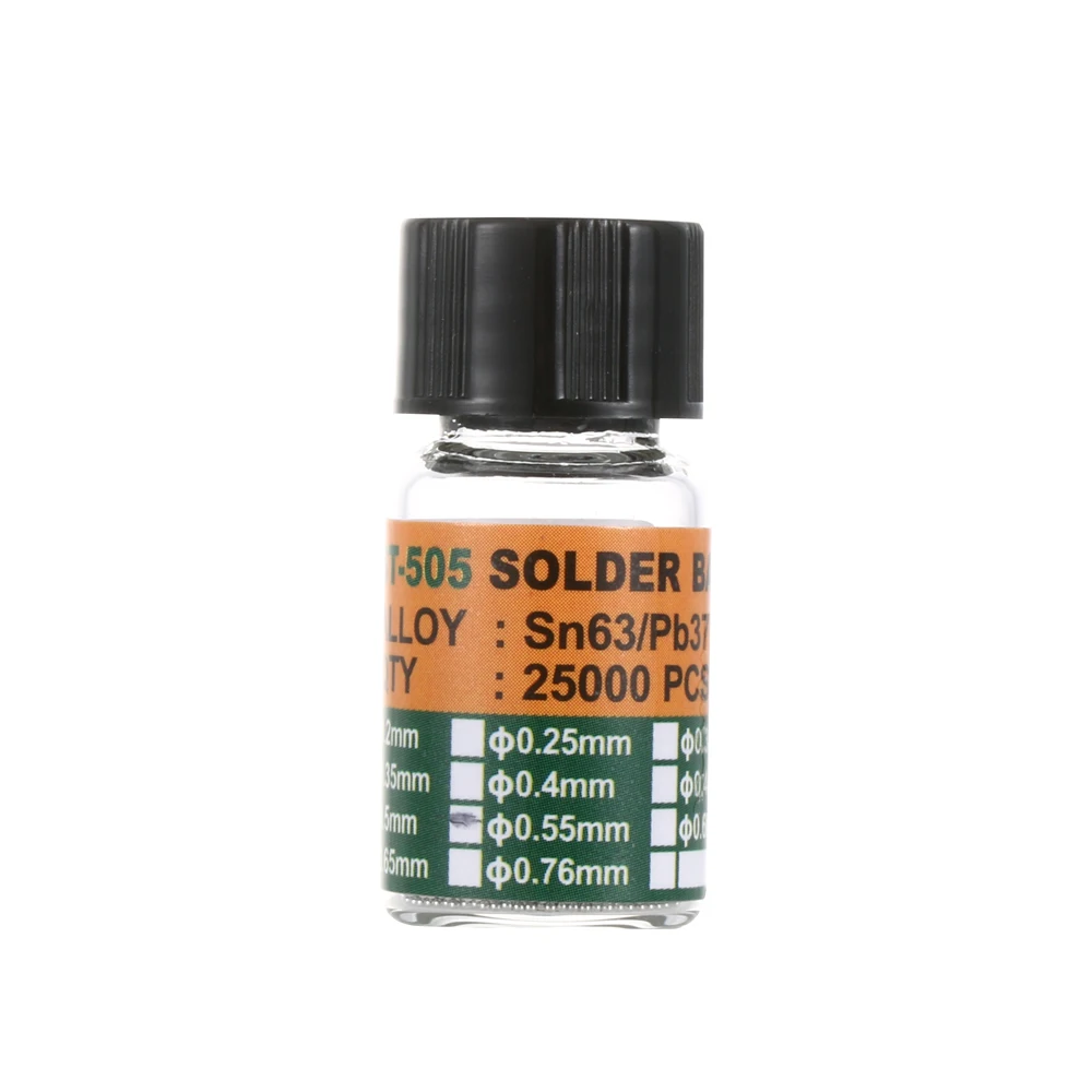 0.55mm 0,2-0,65 мм 25000 шт./бутылки шары для реболлинга этилированного Для микросхема паяльные принадлежности паяльной Шар сделанный из жести Sn63/Pb37 Rewor - Цвет: 0.55mm