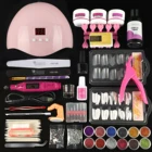 Набор акриловых порошков COSCELIA, лампа для сушки ногтей, сверло для ногтей, блеск, все для маникюра, инструменты, щетка, профессиональный набор для ногтей, ногти