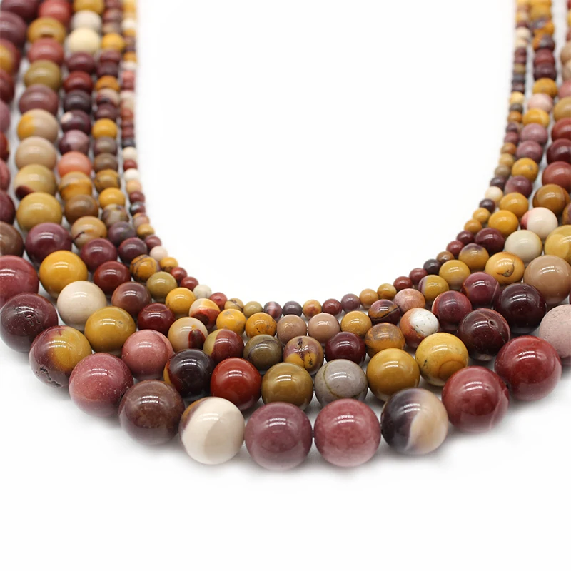 Natural Stone Mookaite Egg Yolk Loose Beads 4 6 8 10 12MM Fit Diy Bracelet Necklace For Jewelry Making Wholesale images - 6