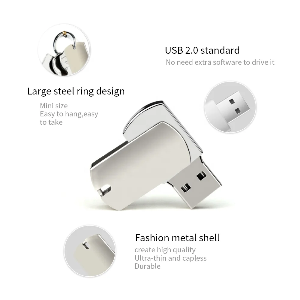 Оригинальный металлический 8ГБ 16ГБ 32ГБ USB 2 0 50 шт в наборе флеш накопитель 64 ГБ