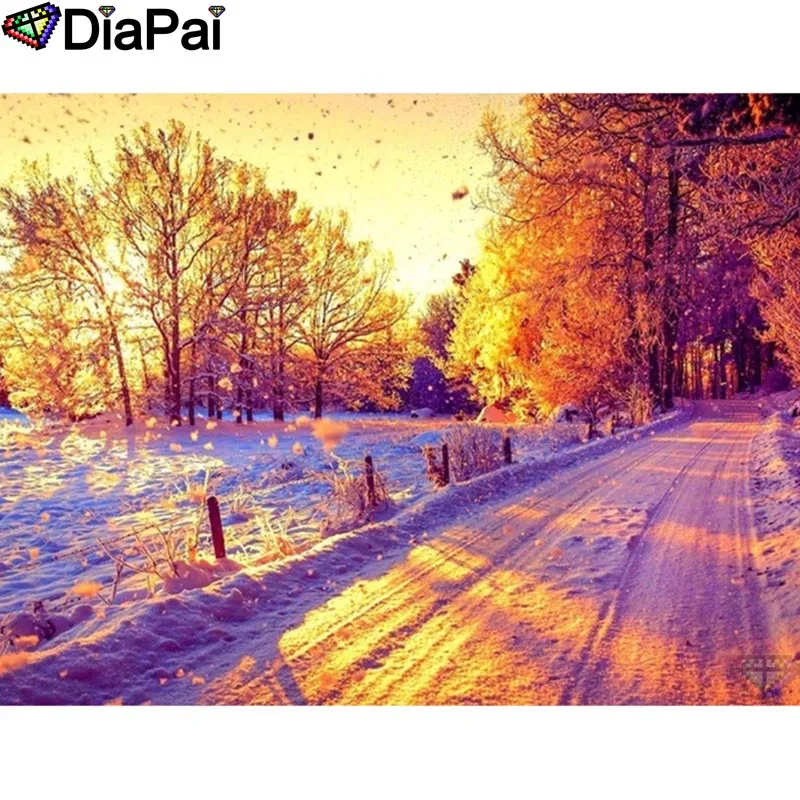 Алмазная 5D Вышивка DIAPAI сделай сам полноформатная картина закатная дорога