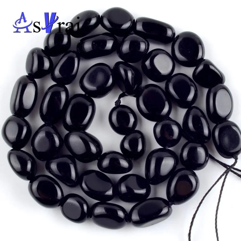 _ Гладкие бусины из черного камня для изготовления ювелирных изделий 8-10 мм