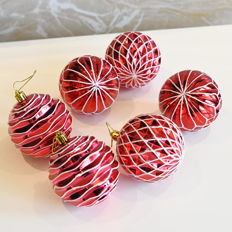 

6pcs 8cm Christmas Balls Big Plastic Shatterproof Christmas Tree Decorations Large Hanging PVC Ball Bauble For Xmas Home Party