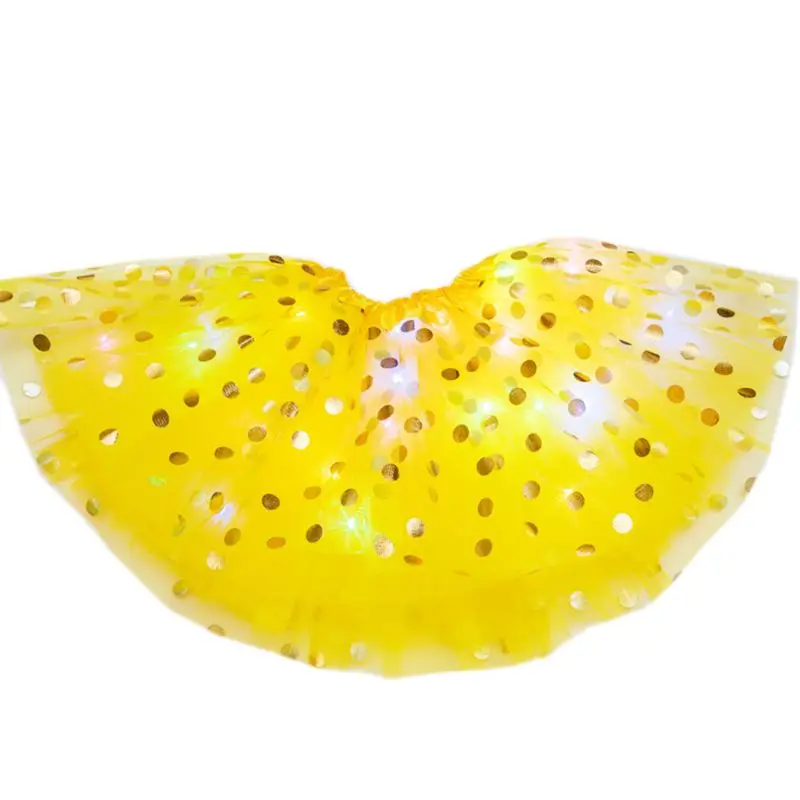 

Toddler Girls LED Light Up Tutu Skirt Pleated Metallic Dot Sequins Tutu Dress U50C