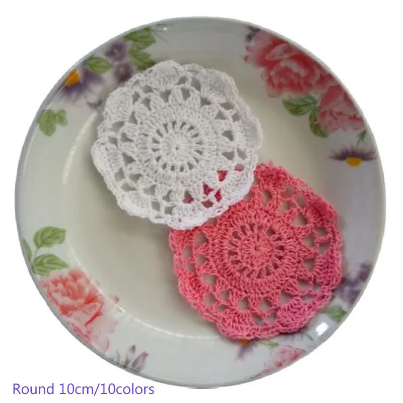 

HOT Round lace cotton crochet placemat cup coaster mug kitchen Christmas table place mat cloth dining doily drink tea coffee pad