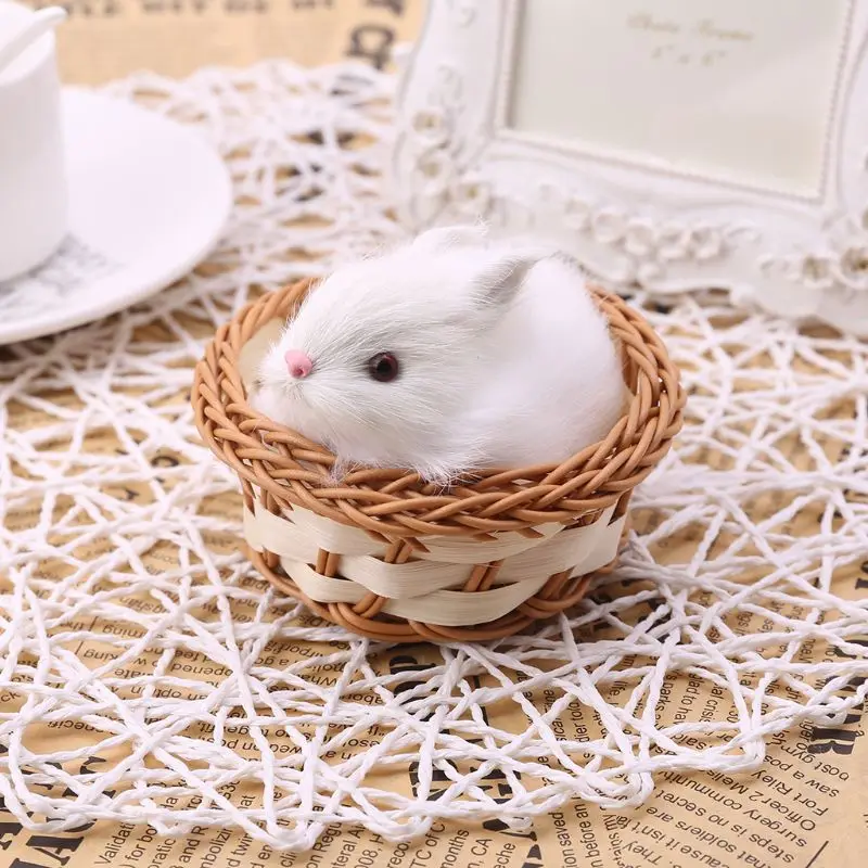 Реалистичные заяц кролики в корзине пушистые плюшевые игрушки ремесло
