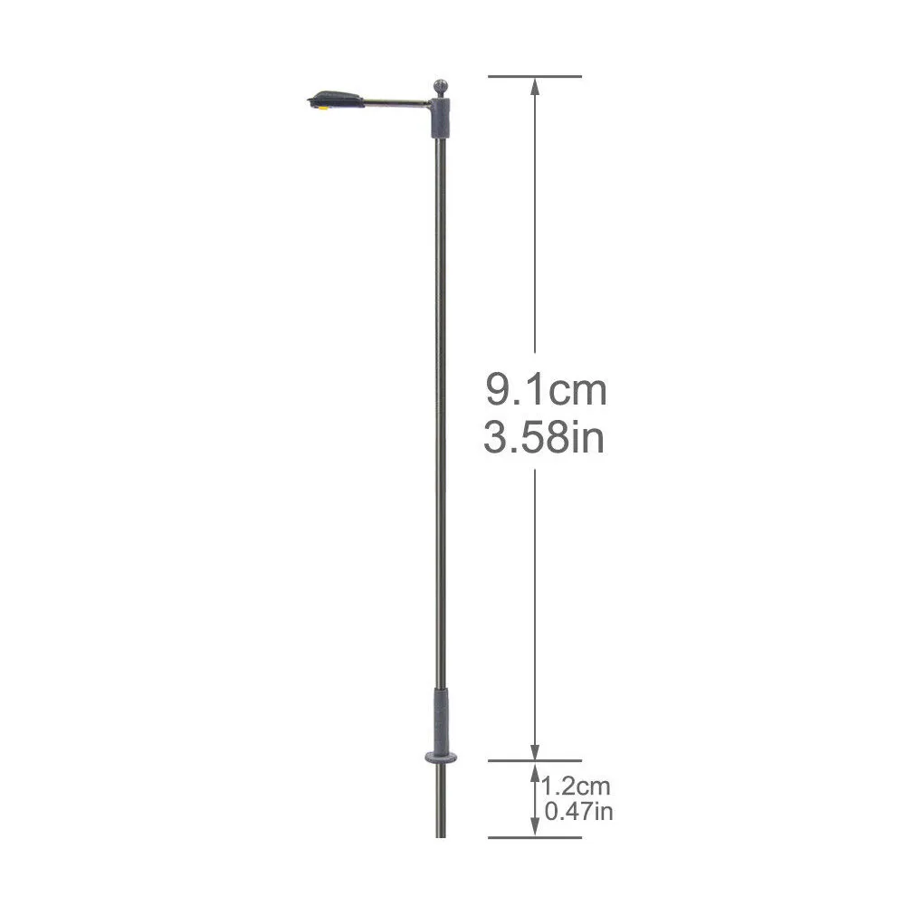 

10pcs Model Railway HO OO Scale Lamp Warm White 1:87 Street Lights LEDs 9cm Complete Lamps Model Accessories