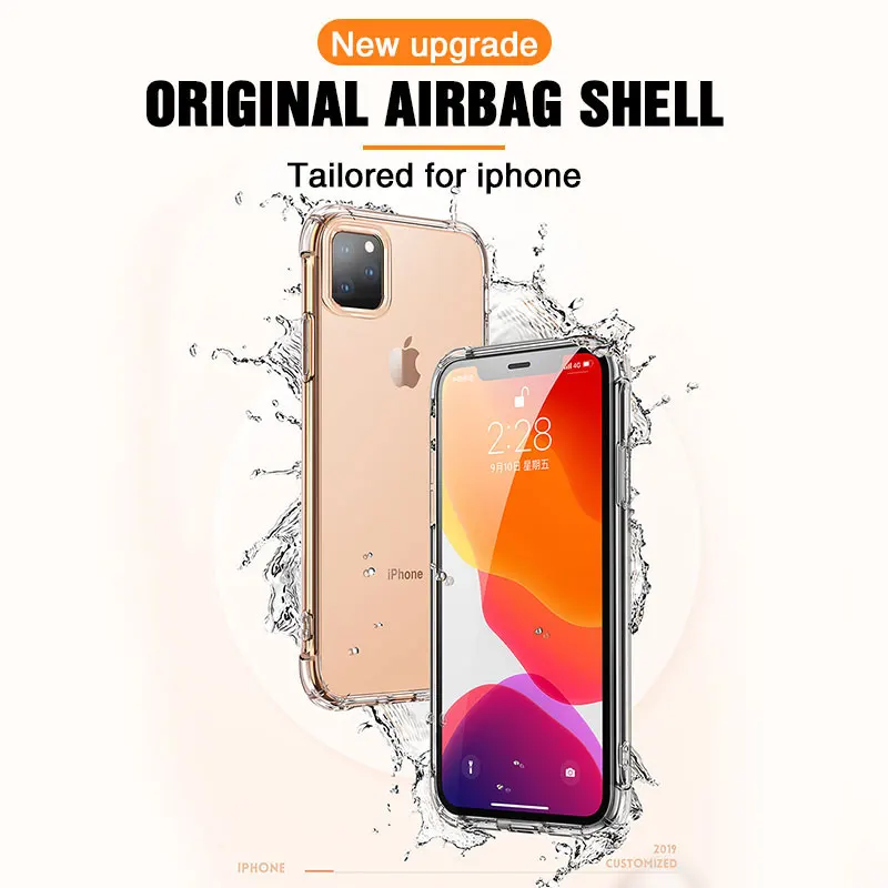 Transparent Protection Case For iPhone 11 Pro X XS Max Four Corner Strengthen Silicon Clear Cover pro max 7 8 Plus |