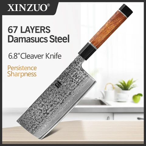 XINZUO 6,8 дюйма кухонные ножи накири из дамасской нержавеющей стали для мясника, мяса, нож для резки овощей, ручка из железа пустыни