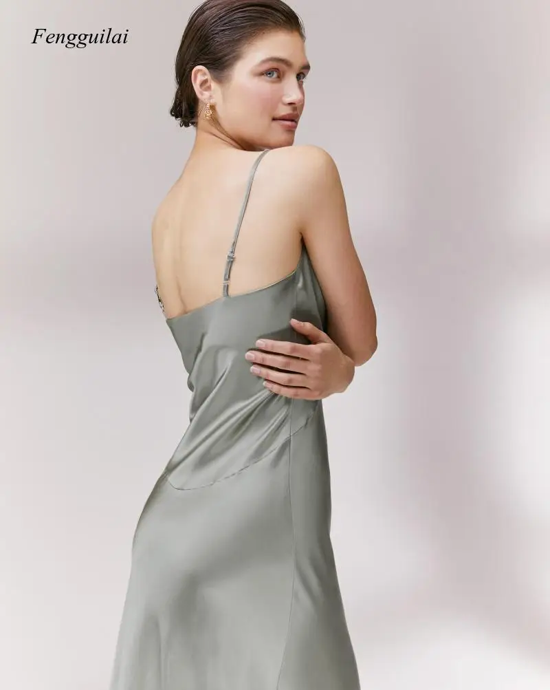 

2021 Women Satin Dress Party Luxury Shiny Sundress Sexy Imitation Silk Fashion Ladies Dress