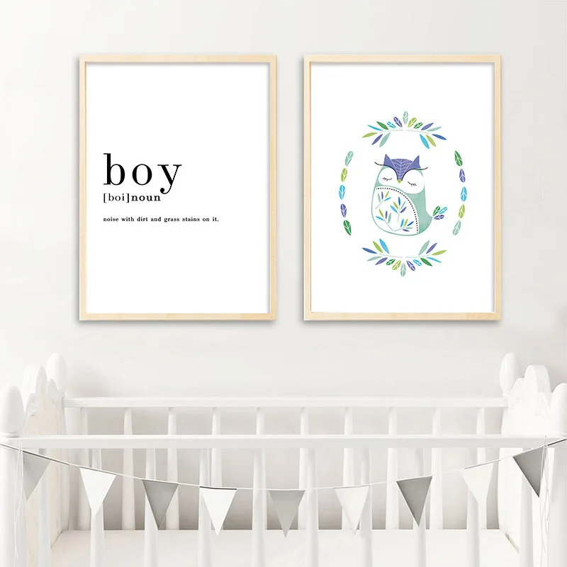 

Owl Wall Art Canvas Painting Minimalist Posters and Prints Nursery Nordic Kids Decoration Pictures Boys Bedroom Decor
