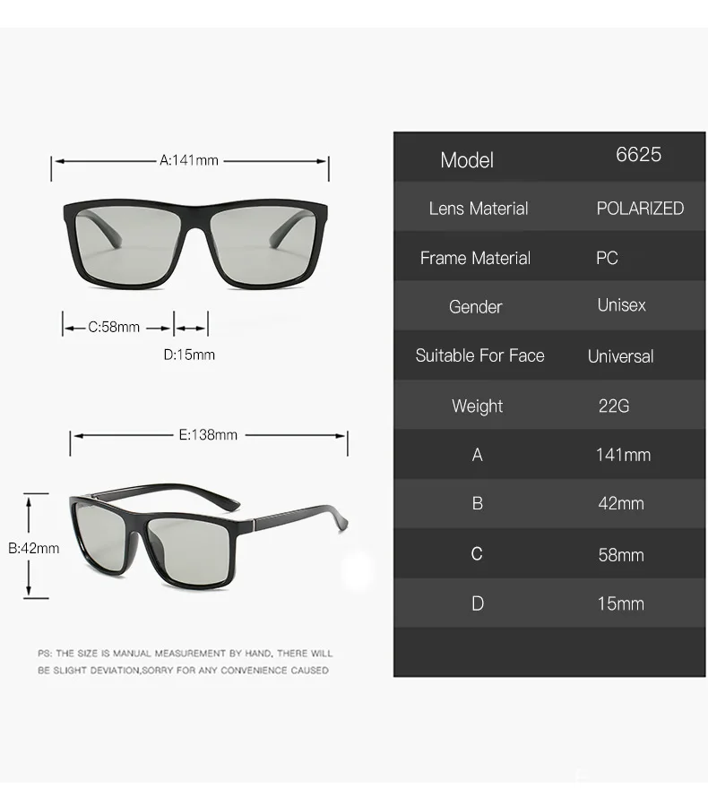 

2021 New Hot Sale Polarized Sunglasses Men Women Classic Square Plastic Sunglasses for Driving Black Sunglasses UV400