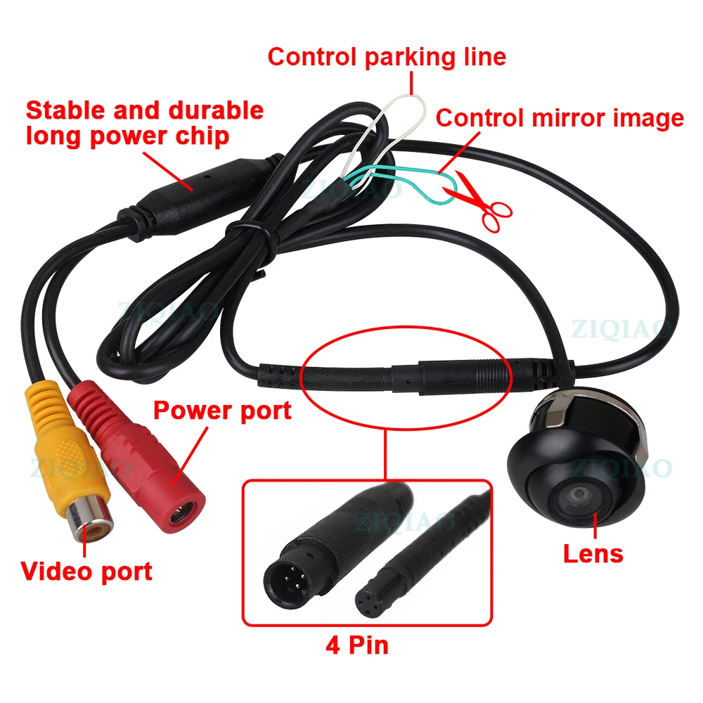 ZIQIAO 7 Inch LCD Car Mirror Monitor Parking Monitoring System with Night Vision HD Side Front Rear View Camera | Автомобили и